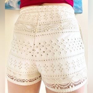 NWT bebe White Faux Leather Eyelet Shorts